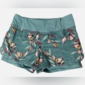 CALIA by Carrie Underwood Teal Floral Athletic Shorts Large